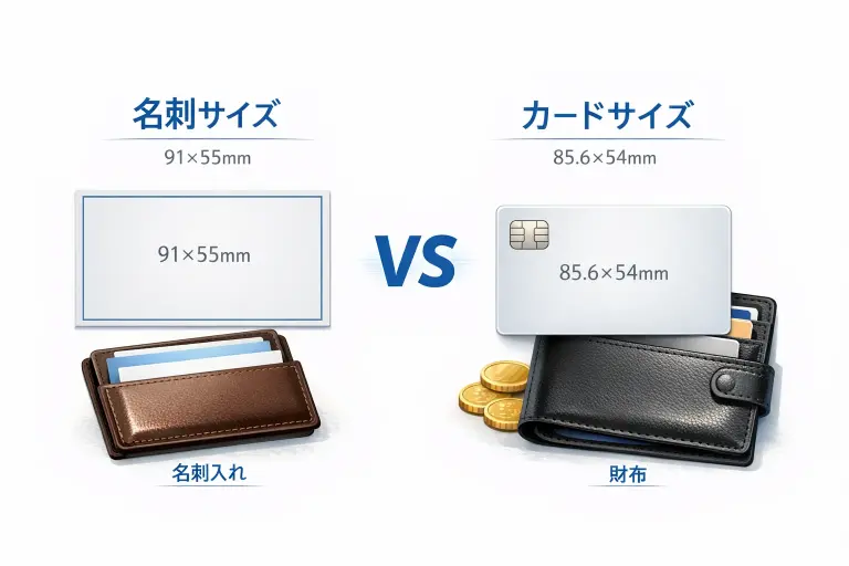 名刺とクレジットカードの比較イラスト