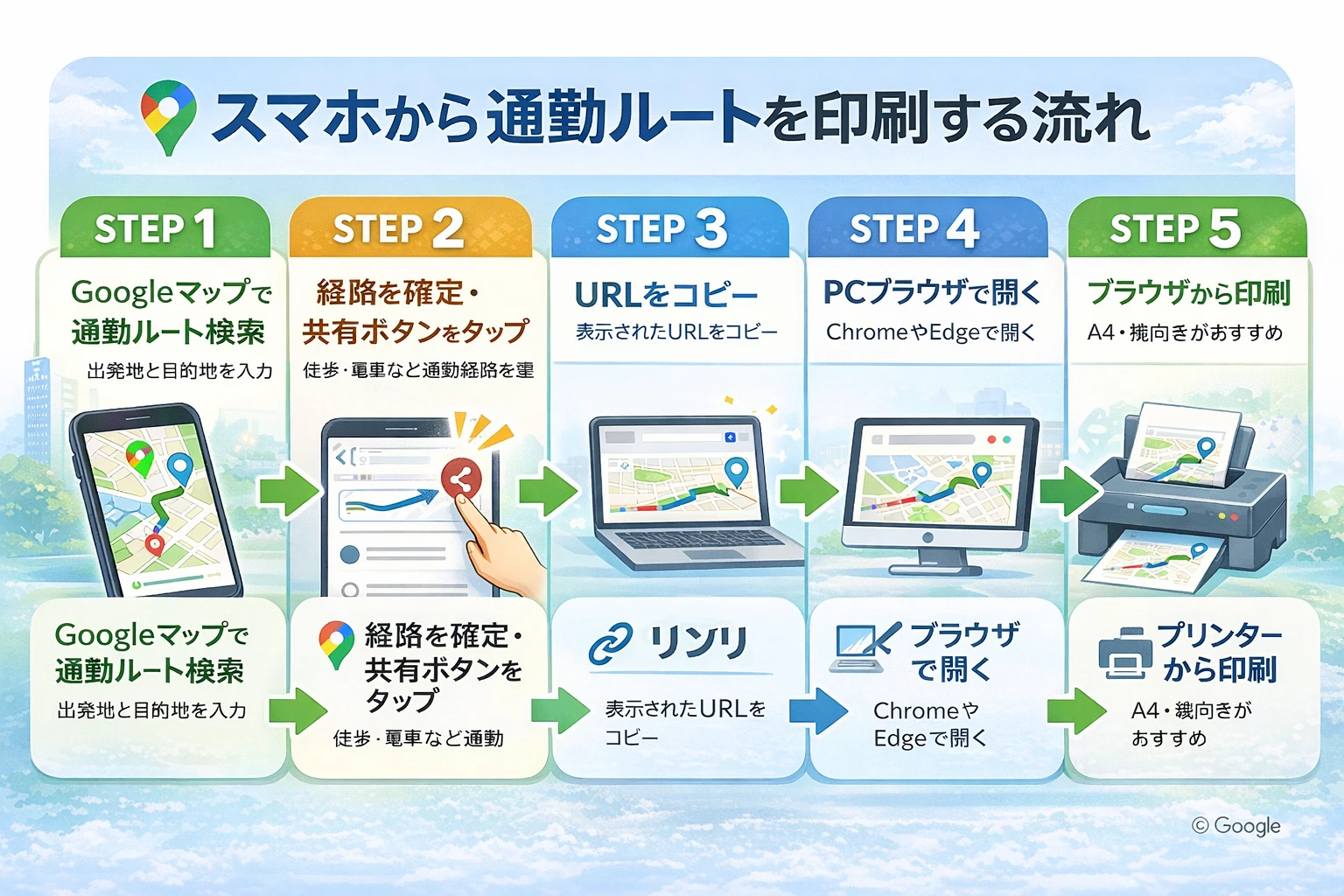 通勤ルートの手順を記載