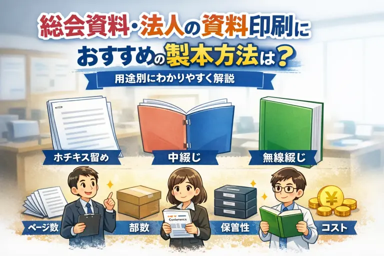 総会資料・法人の資料印刷におすすめの製本方法は？のイメージイラスト