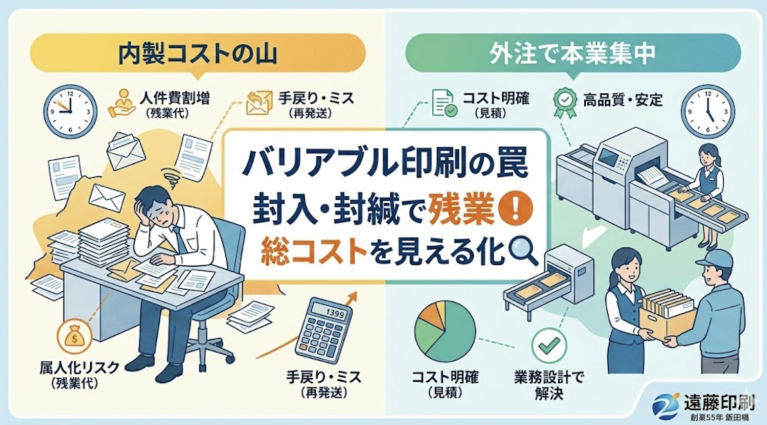 バリアブル印刷の罠_封入・封緘までをイメージした画像